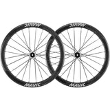 Mavic Cosmic SLR 45 Disc road wheelset with 23mm tubeless compatibility, featuring aerodynamic design and lightweight carbon rims.