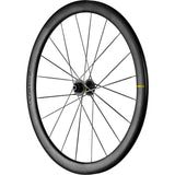 Mavic Cosmic Ultimate 45 Disc Road Wheelset with aerodynamic carbon rims and tubeless setup, designed for high-performance cycling.