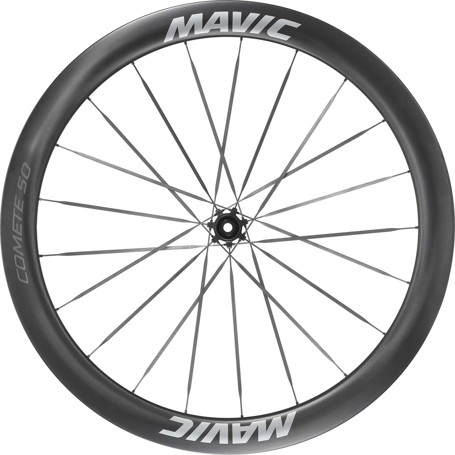 Mavic Comete 50 ceramic bearing carbon disc wheelset for road bikes, showcasing lightweight aerodynamic wheels with disc brakes.