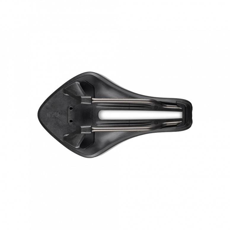 Fizik Transiro Aeris R3 long-distance triathlon saddle with split-nose design in black, designed for comfort and performance.