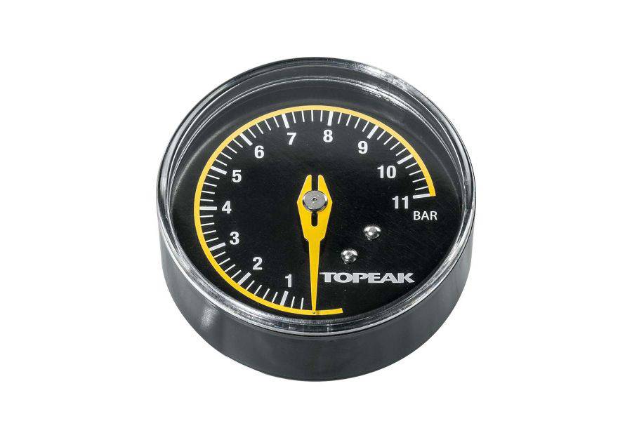 Topeak Spare Pressure Gauge for JoeBlow Booster Pump, accurate replacement accessory with dial display for bike pump pressure measurement.