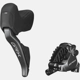 Shimano GRX ST-RX825 Di2 2-speed left STI shifter with BR-RX820 hydraulic rear brake caliper, mounted on bike components.