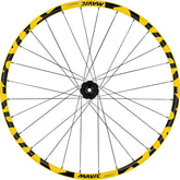 Mavic Deemax DH yellow 29-inch downhill mountain bike wheel with 6 bolt boost hub and 30mm rim width, ready for rugged terrain.