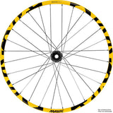 Mavic Deemax DH yellow 27.5-inch downhill MTB wheels with tubeless-ready rims and 6-bolt disc brake compatibility.