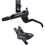 Shimano Deore hydraulic disc brake lever and 4-pot caliper, post mount, for mountain bike braking systems.