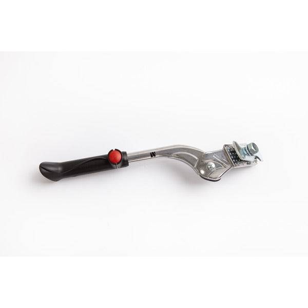 Silver M Part Essential Junior Kickstand for 16-20 inch kids' bikes, adjustable bike accessory, supports bike stability.