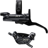 Shimano Deore XT BR-M8220/BL-M8200 rear left 4-pot post mount brake lever and caliper for mountain bikes.
