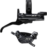 Shimano Deore XT M8220 front right 4-pot post mount brake lever and caliper for mountain bikes, black finish.