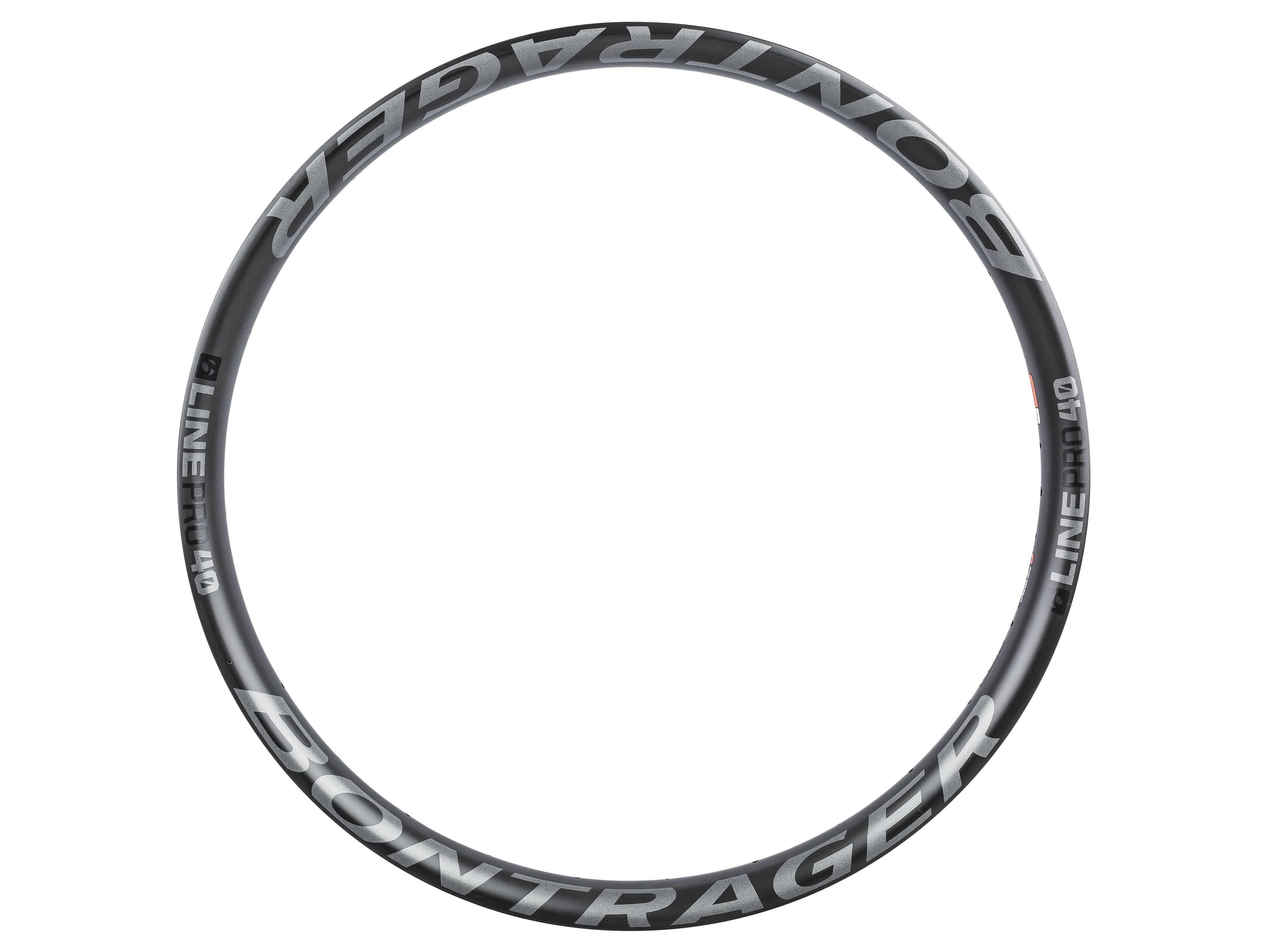 Bontrager Line Pro 40 TLR 27.5 MTB rim in anthracite, tubeless ready, 28H for front or rear mountain bike wheel.