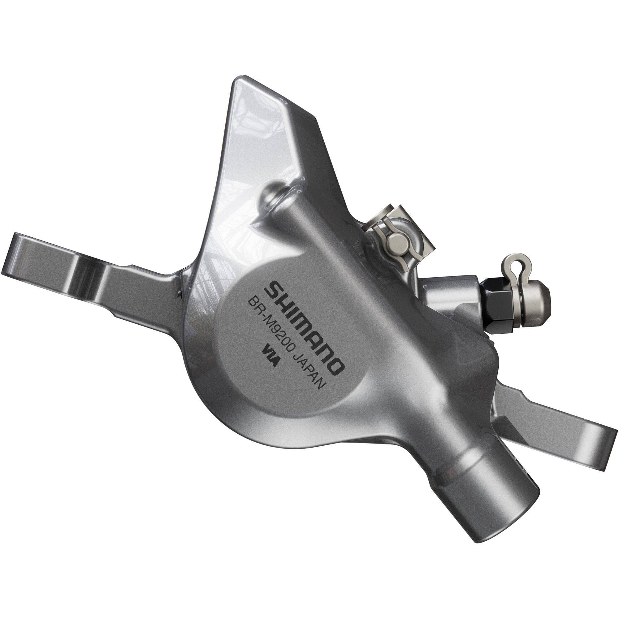 Shimano XTR M9200 brake lever and caliper kit with 2-pot post mount design for mountain bikes, shown in black and silver.