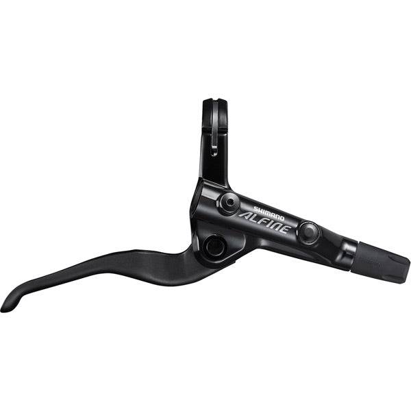 Shimano Alfine BL-S7000 right hand hydraulic brake lever for disc brakes in black, mounted on bicycle handlebar.