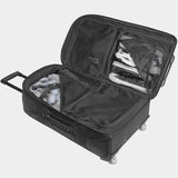 OGIO ONU 29 Stealth Travel Bag 95L expandable checked luggage with organizer, black fabric, side handle, and zipper compartments.