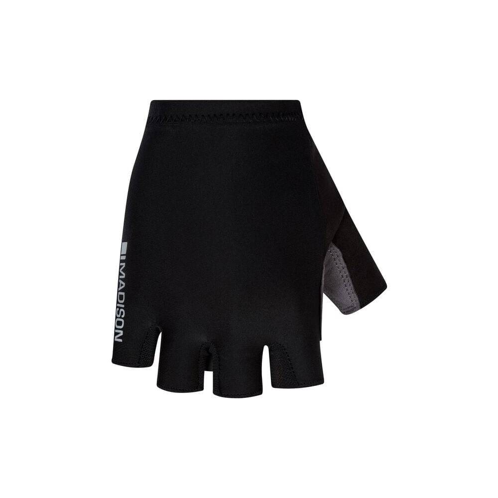 Madison Freewheel cycling gloves with padded grip, reflective prints, in mango orange, designed for comfortable cycling apparel.