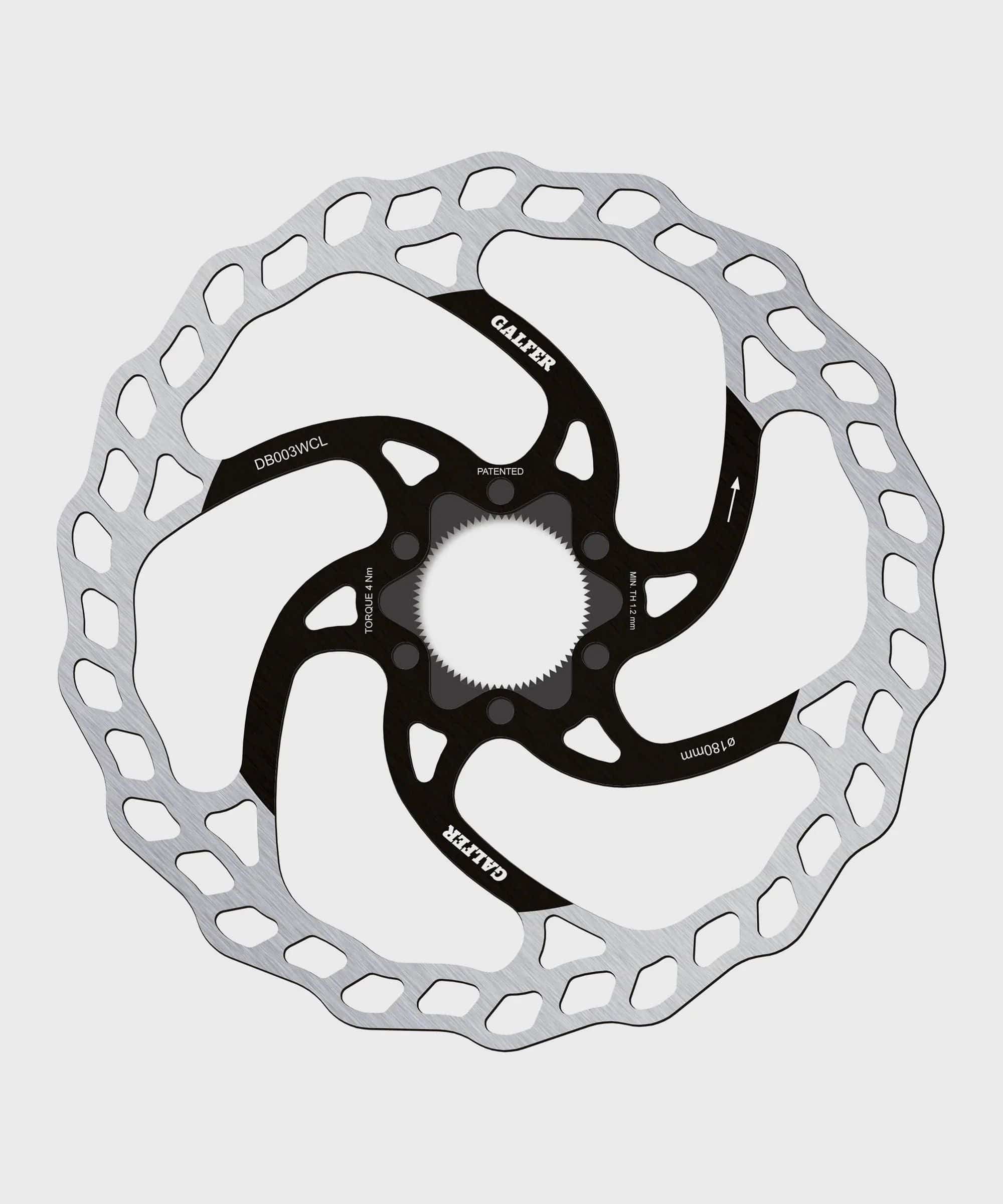 Galfer Wave 6-Bolt Disc Rotor for MTB bike, high-performance brake component with wave design and 6-bolt mounting hardware.