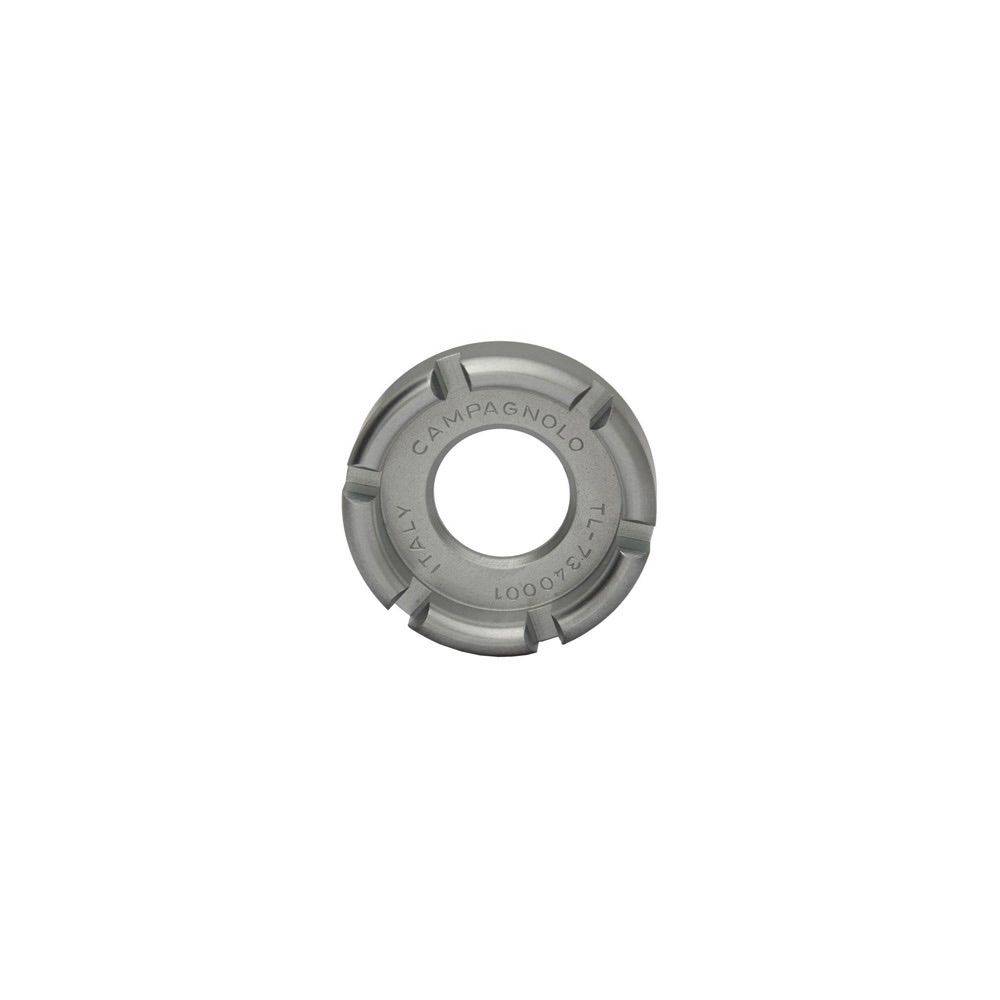 Campagnolo workshop spoke key tool for precise bike wheel adjustment and truing, with ergonomic handle and metal construction.