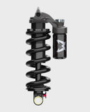 Marzocchi Bomber CR rear shock damper with adjustable compression and rebound for mountain bike components, showing the shock's details.