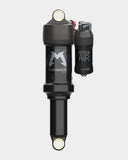 Marzocchi Bomber Air Shock rear suspension for downhill and trail riding, showing the black shock absorber with adjustment knobs.