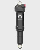 Marzocchi Bomber Inline rear shock for trail bikes, showing the shock absorber with mounting hardware and branding details.