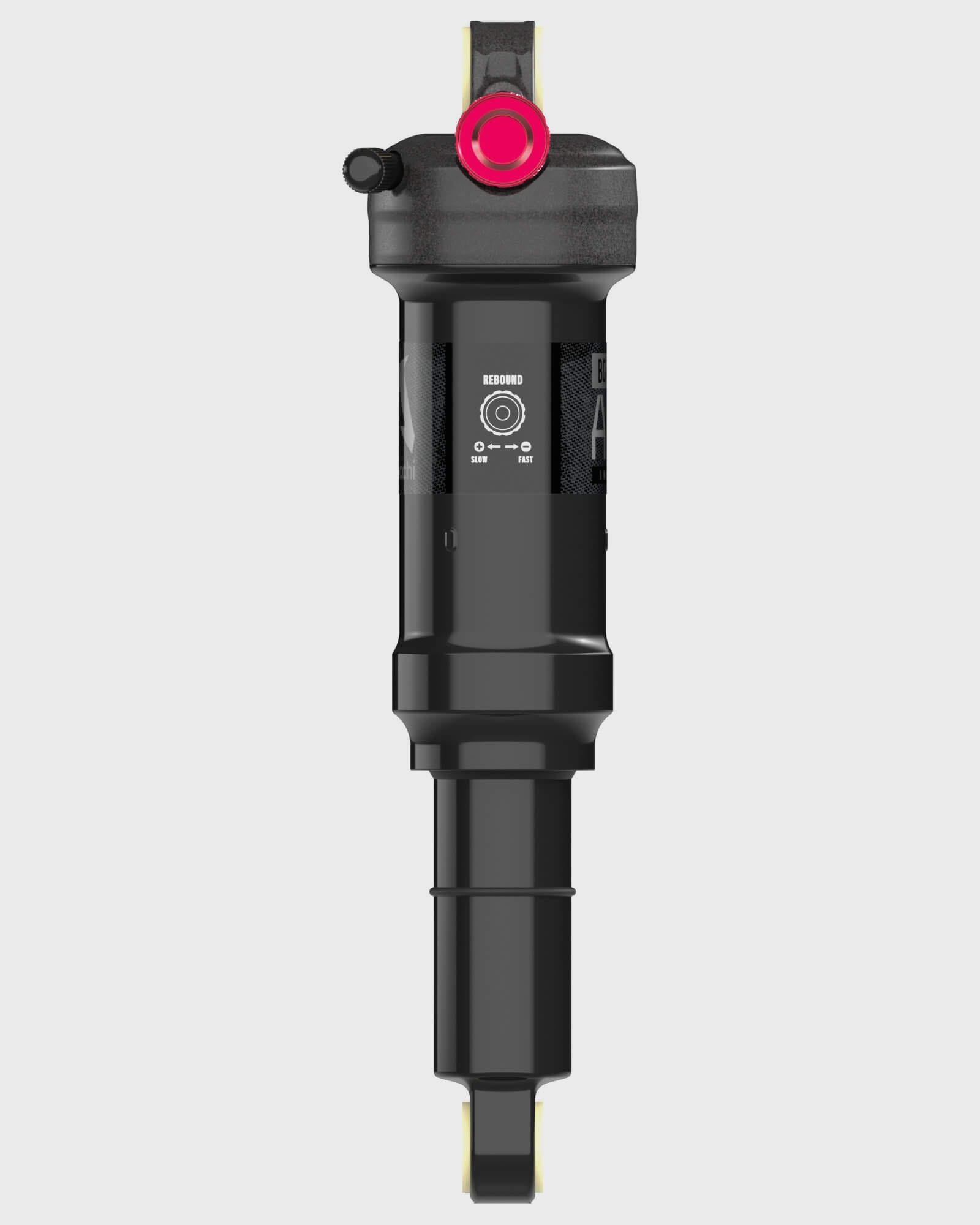 Marzocchi Bomber Inline rear shock for trail bikes, showing the adjustable coil and mounting hardware compatible with metric and trunnion systems.