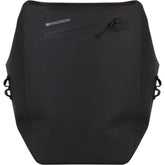 Madison Bags Roam 30L waterproof pannier bag with quick-release mounting system, shown mounted on a bicycle rack.
