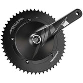 Miche Pistard Air chainset cranks for track cycling, single-speed systems, with black aluminum arms and chainring, component for racing bikes.