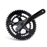 Miche Team Evo Max 10X lightweight forged alloy road crankset with chainrings, used on a road bike.
