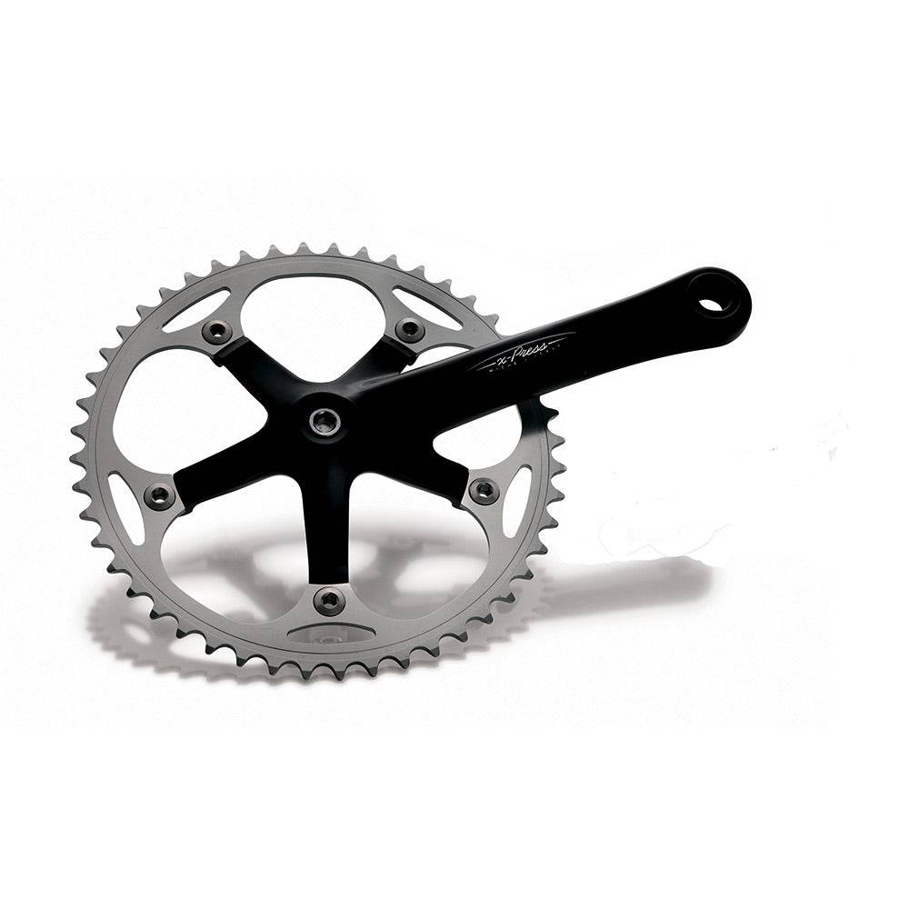 Miche Xpress Track Chainset Cranks made of durable alloy for track bikes, featuring sleek design and high-performance components.