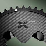 Miche X2 RD R92 chainring for Dura Ace drivetrain, close-up of silver bike component with detailed gear teeth and branding.