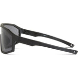 Madison Eyewear Enigma matte black sunglasses with three lenses: black mirror, amber, and clear, showcasing versatile eyewear styles.
