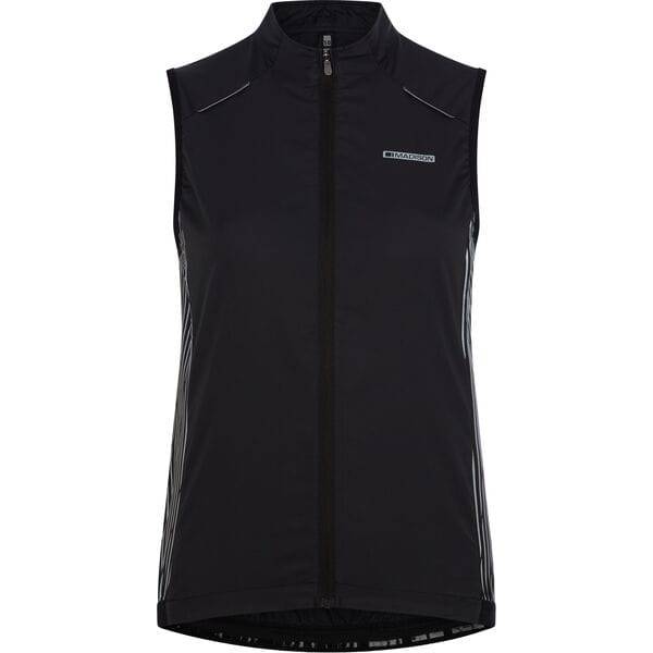 Madison Stellar reflective windproof women's gilet vest with pockets and ventilation, suitable for outdoor activities.