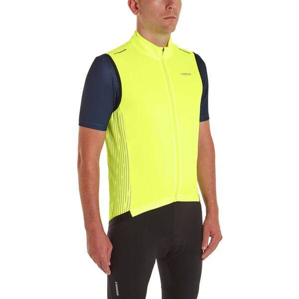 Madison Stellar Reflective Windproof Men's Gilet Vest for outdoor visibility, featuring reflective accents and lightweight windproof fabric.