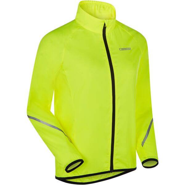 Madison freewheel youth packable jacket with reflective details and stow pouch, lightweight and suitable for outdoor activities.