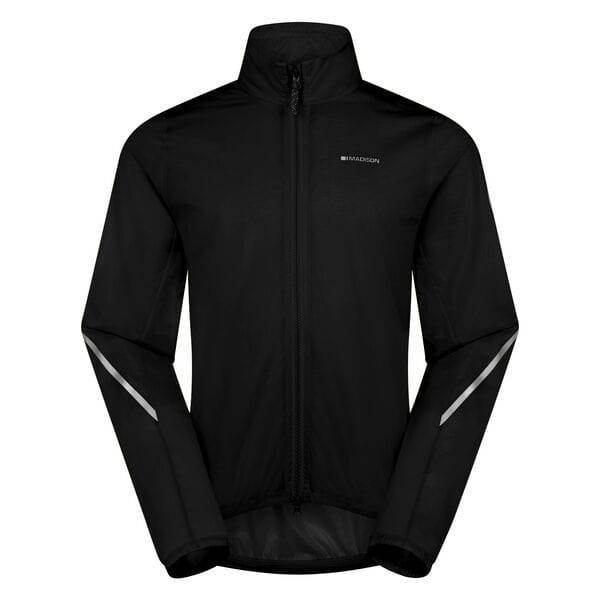 Madison Flux 2L waterproof jacket with reflective inserts, stretch fabric, and ultra-packable design for outdoor clothing.