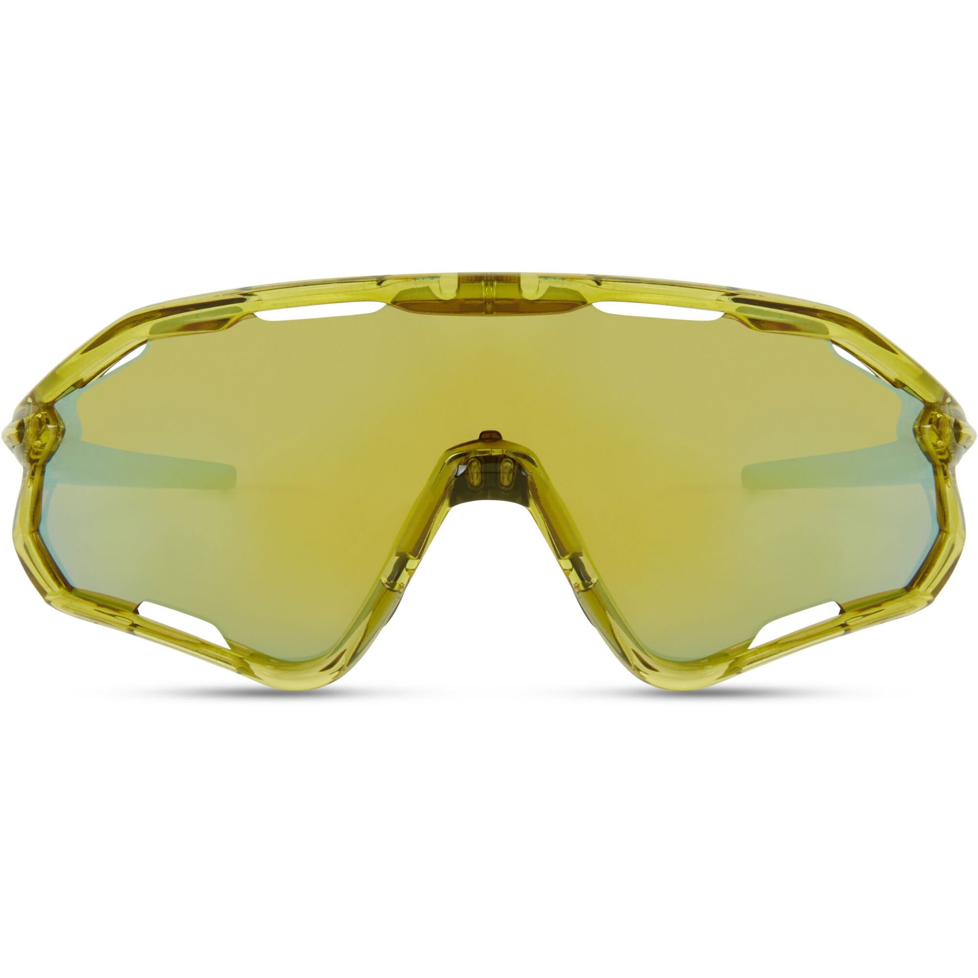 Madison Eyewear Code Breaker sunglasses with three lenses in midnight green, bronze mirror, and amber clear, shown in image.