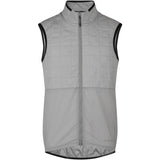 Madison men's windproof packable Primaloft insulated gilet vest displayed on a hanger, showcasing its lightweight and durable design.
