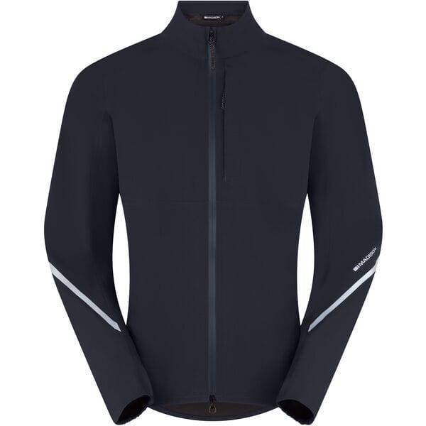 Madison men's waterproof cycling jacket with reflective safety features, lightweight and breathable outdoor clothing for cold weather riding.