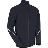 Madison men's waterproof cycling jacket with reflective safety features, shown in black with a hood and zip front design.