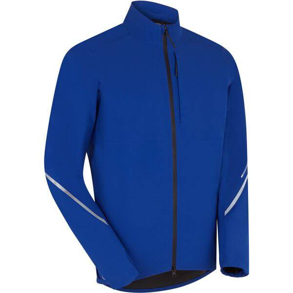 Madison men's waterproof cycling jacket with reflective safety features, lightweight outdoor clothing for riding in wet weather.