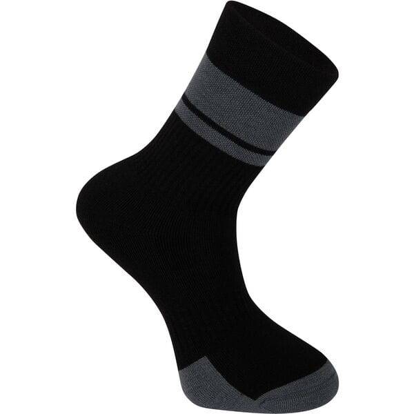 Madison DTE Isoler Merino Wool winter cycling socks, insulated and warm, worn on a cyclist's foot for cold-weather riding.