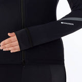 Madison DTE Women's thermal long sleeve cycling jacket with DWR coating, shown in black, designed for outdoor cycling comfort.