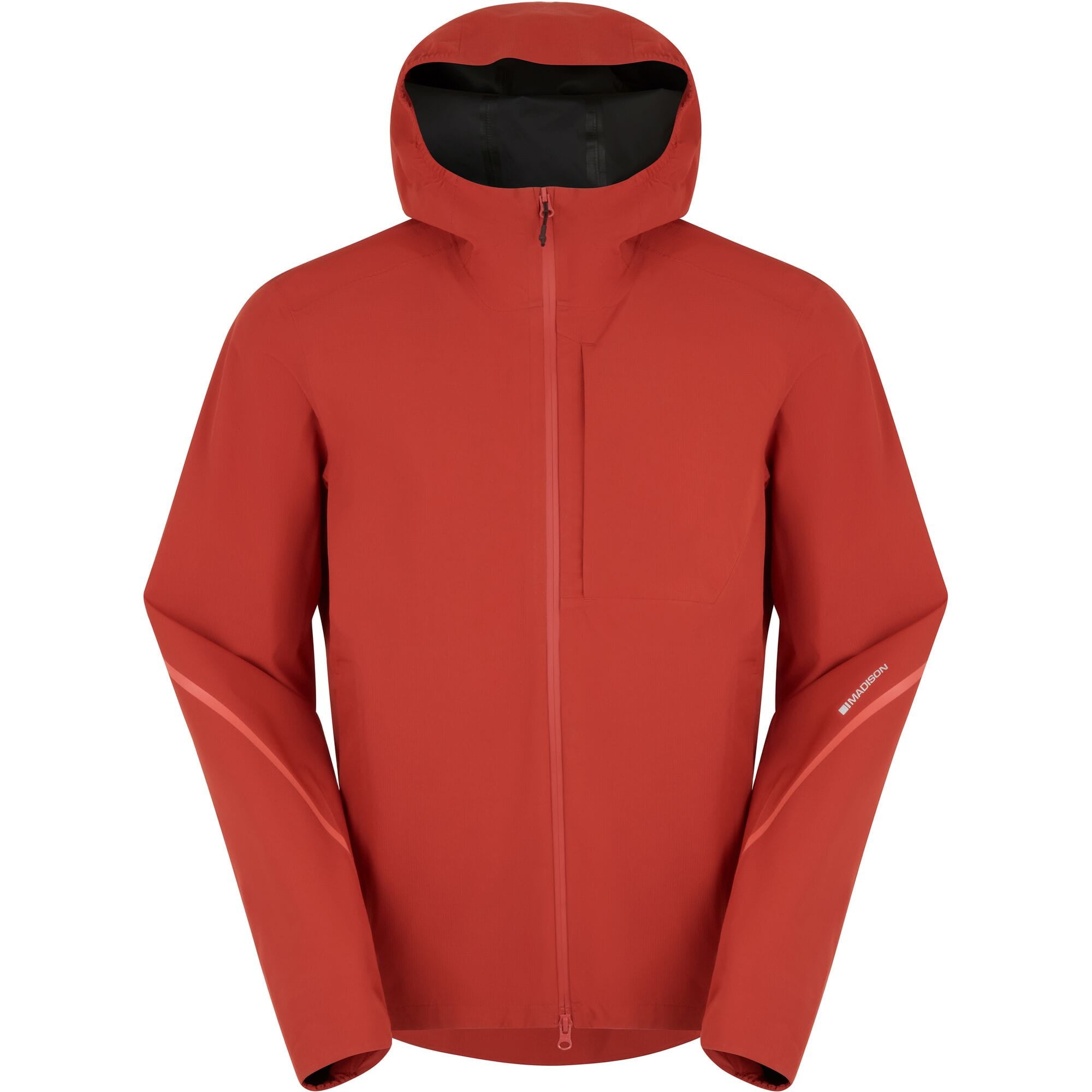 Madison Roam men's 2-layer waterproof cycling jacket with breathable fabric, shown in dark color, lightweight and designed for outdoor cycling.