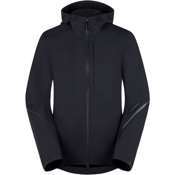 Madison Roam Women's waterproof 2-layer jacket with packable hood and reflective details, suitable for outdoor weather protection.