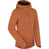 Madison Roam women's waterproof 2-layer jacket with packable hood and reflective details, suitable for outdoor weather.