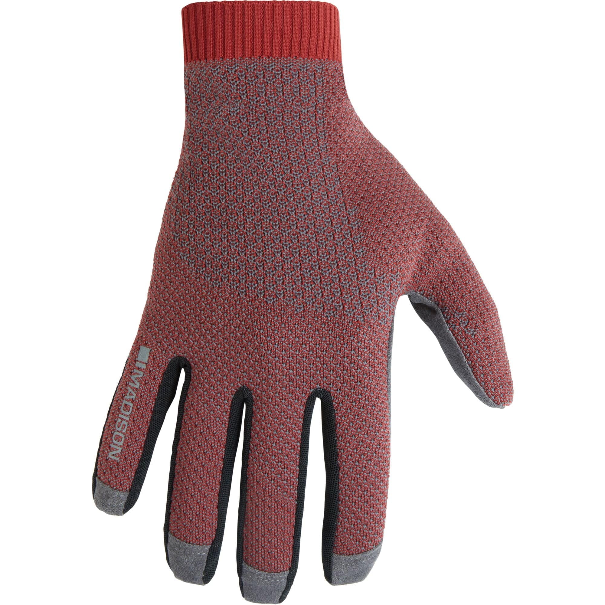 Madison Flux Trail Gloves with touchscreen, durable AX suede palm, unisex cycling gloves, suitable for outdoor biking activities.