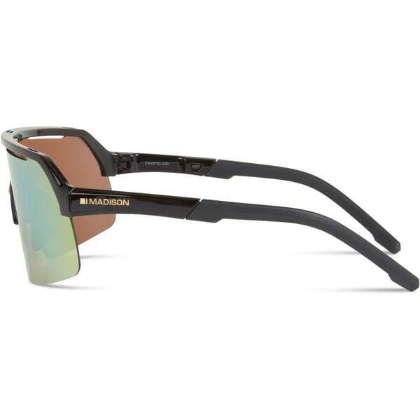 Madison Eyewear Crypto Air Gloss Black sunglasses with bronze mirror lenses and UV protection, stylish eyewear accessory.