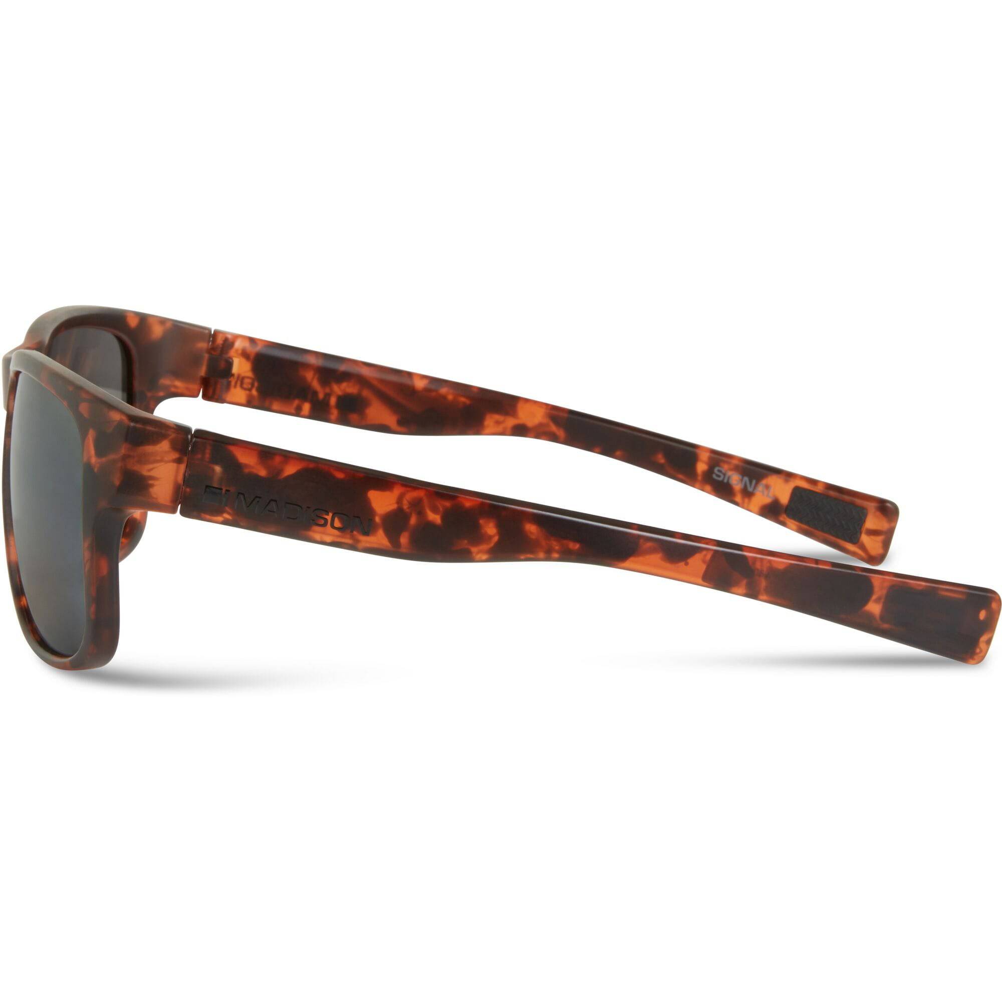 Madison Eyewear Signal sunglasses with dark tortoise shell frames and black mirror lenses, stylish and protective eyewear.