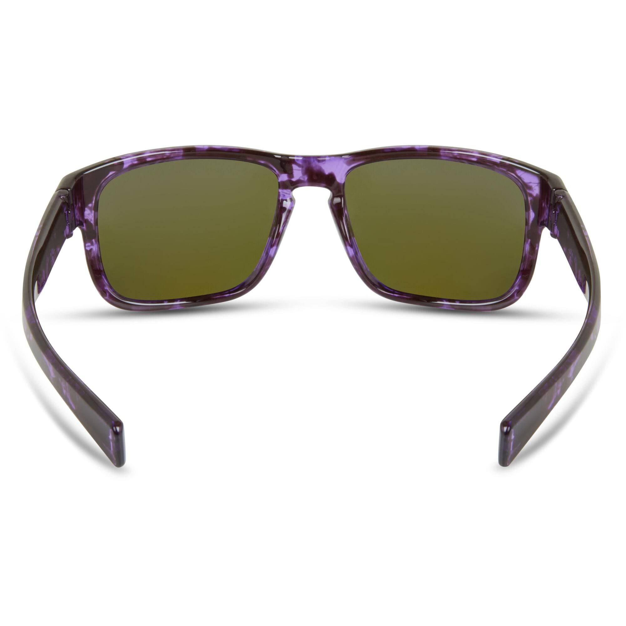Madison Eyewear Signal Crystal Tortoise Shell sunglasses with purple mirror lenses, stylish eyewear for sunny days.