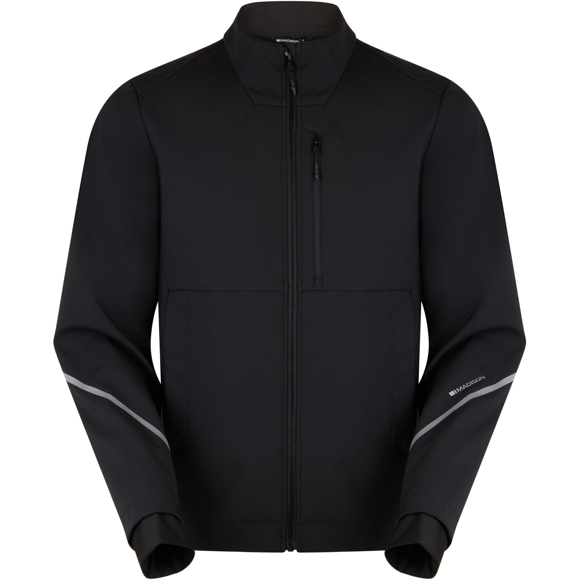 Madison DTE Workshop 3-Layer men's softshell jacket for cycling and work, showing the black insulated outdoor clothing.
