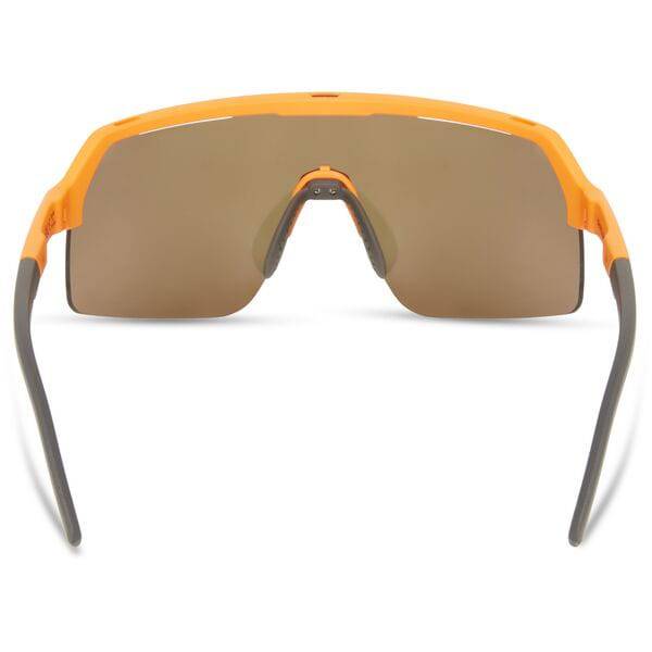 Madison Eyewear Crypto Air Mango Orange sunglasses with three lenses including fire mirror and amber clear options.
