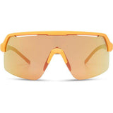 Madison Eyewear Crypto Air Mango Orange sunglasses with three lenses, featuring fire mirror and amber clear options.